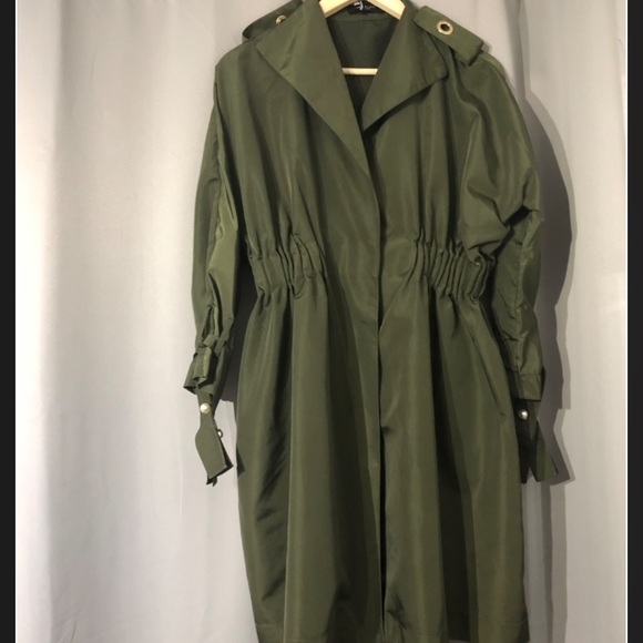 Olive Gunner Mid Trench Coat - Picture 2 of 8